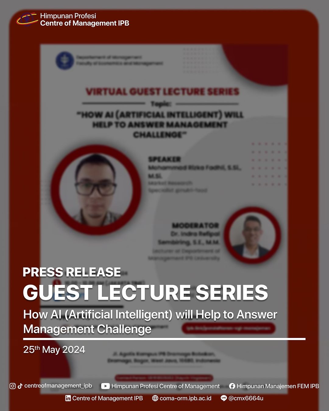 [PRESS RELEASE VIRTUAL GUEST LECTURE SERIES “How AI (Artificial Intelligent) Will Help to Answer Management Challenge”]